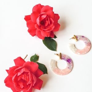 NEW Pink and White Hoop Earrings